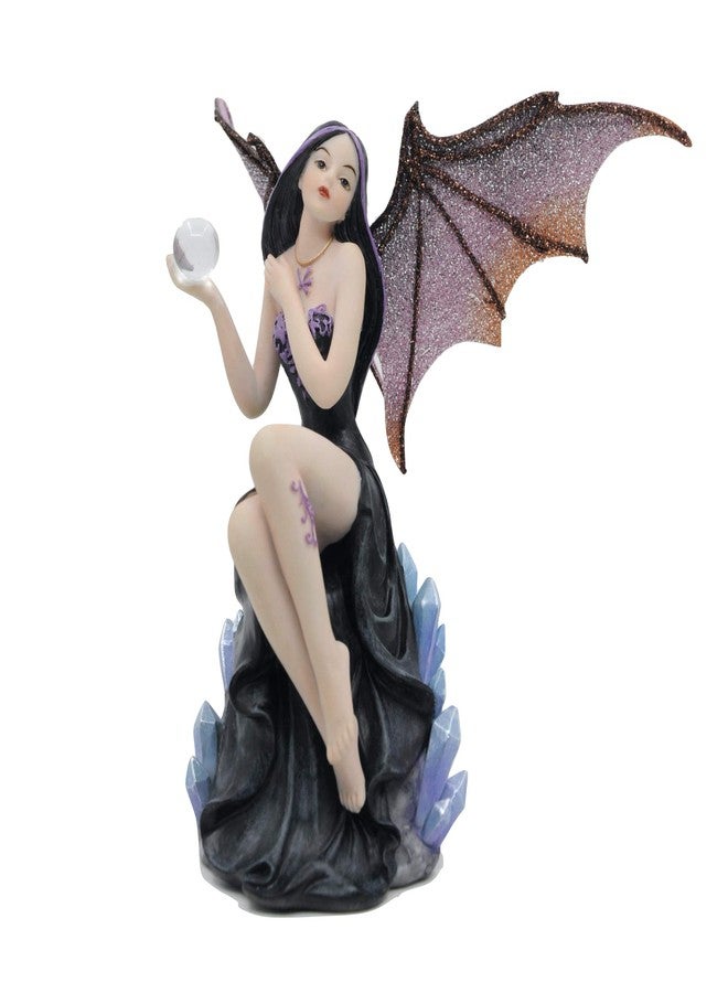 Comfy Hour Fairyland Collection 6” Dark Fairy Witch Spirit Forest with Magic Ball On Crystal Stone Figurine, Home Decoration and Collectibles, Resin Stone - Image 1